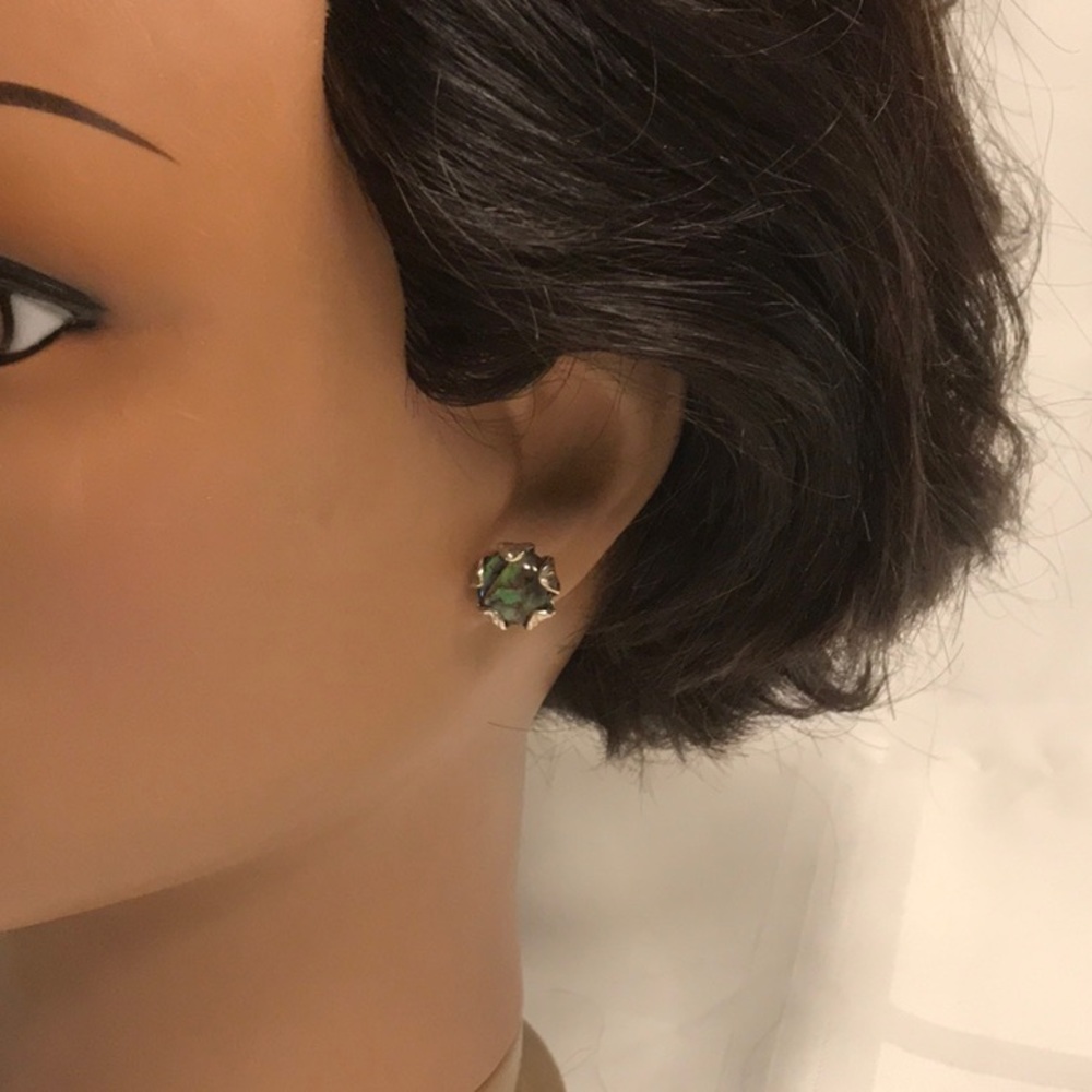Abalone and silver stud earrings